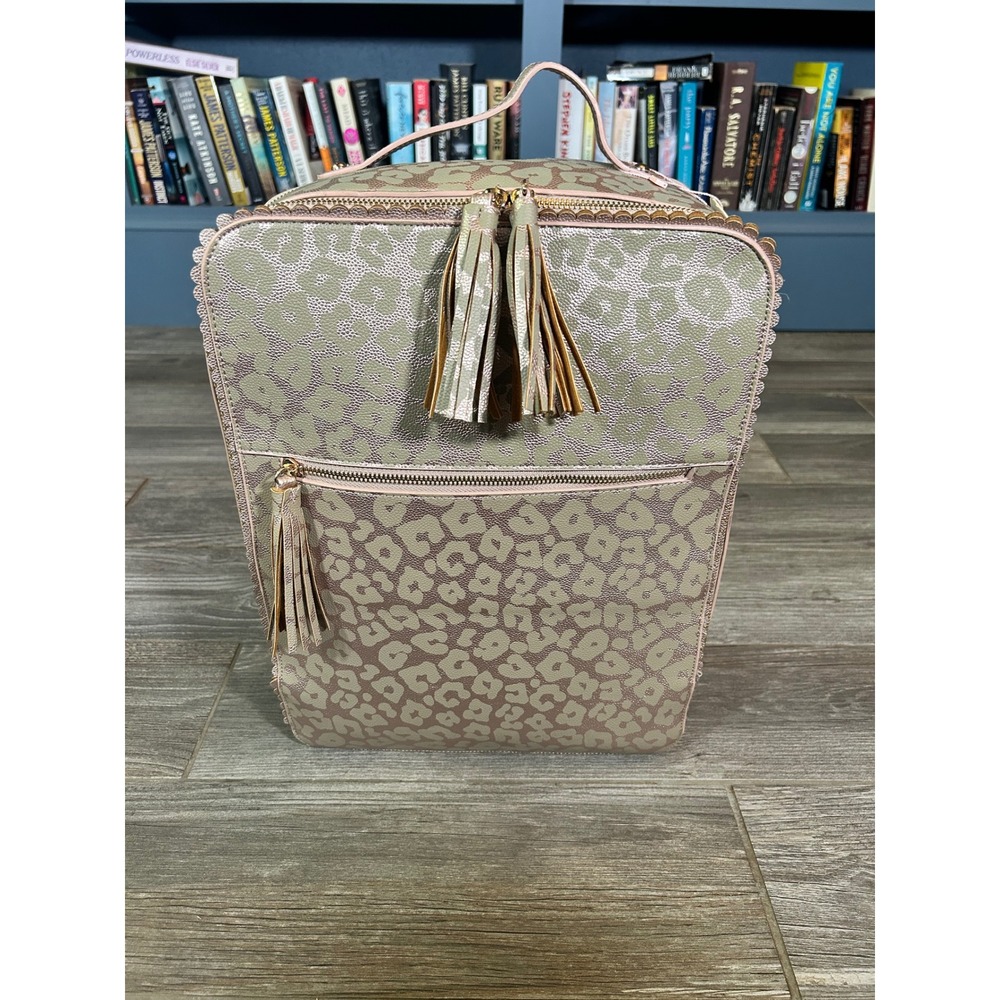 Hollis Rose Gold Metallic Leopard Print Backpack with Accessory